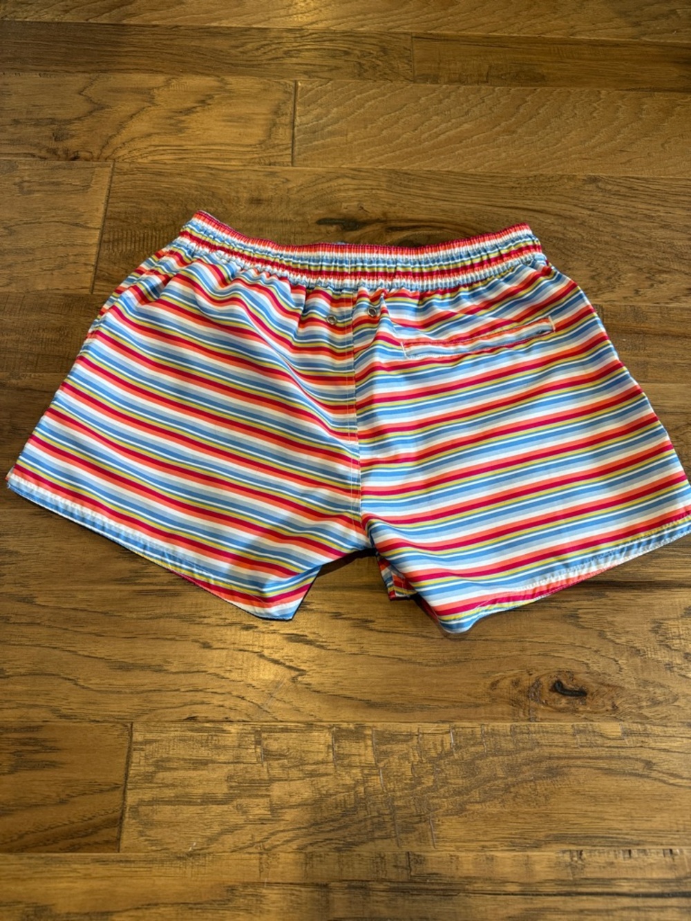 2xist Men's Swim Trunks - Red, Blue, Yellow, Green Stripes. 3.5” inseam. - Picture 2 of 4